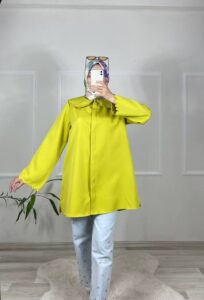 Nakışlı Gömlek-Yağ Yeşili - Görsel 3