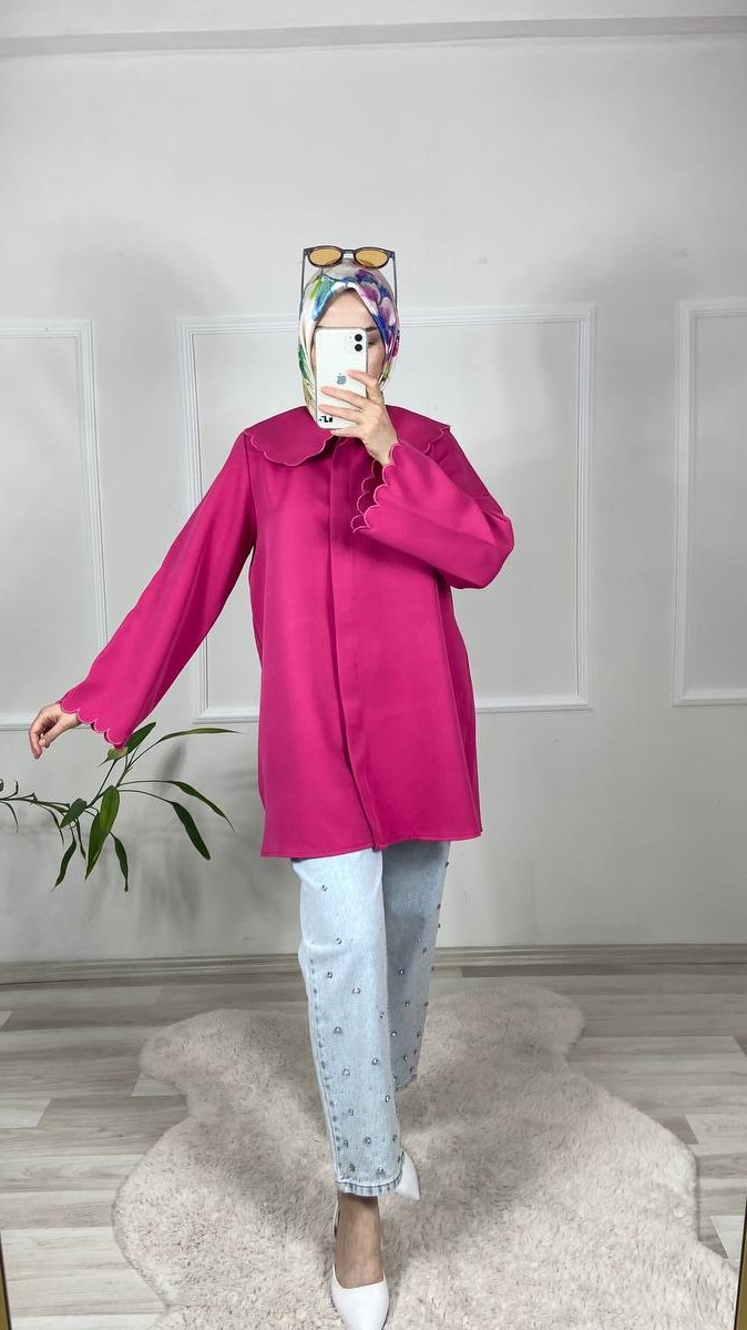 Nakışlı Gömlek-Pembe - Görsel 2