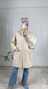 Oversize Cepli Kap-Krem - Görsel 2
