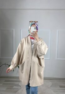 Oversize Cepli Kap-Krem - Görsel 3