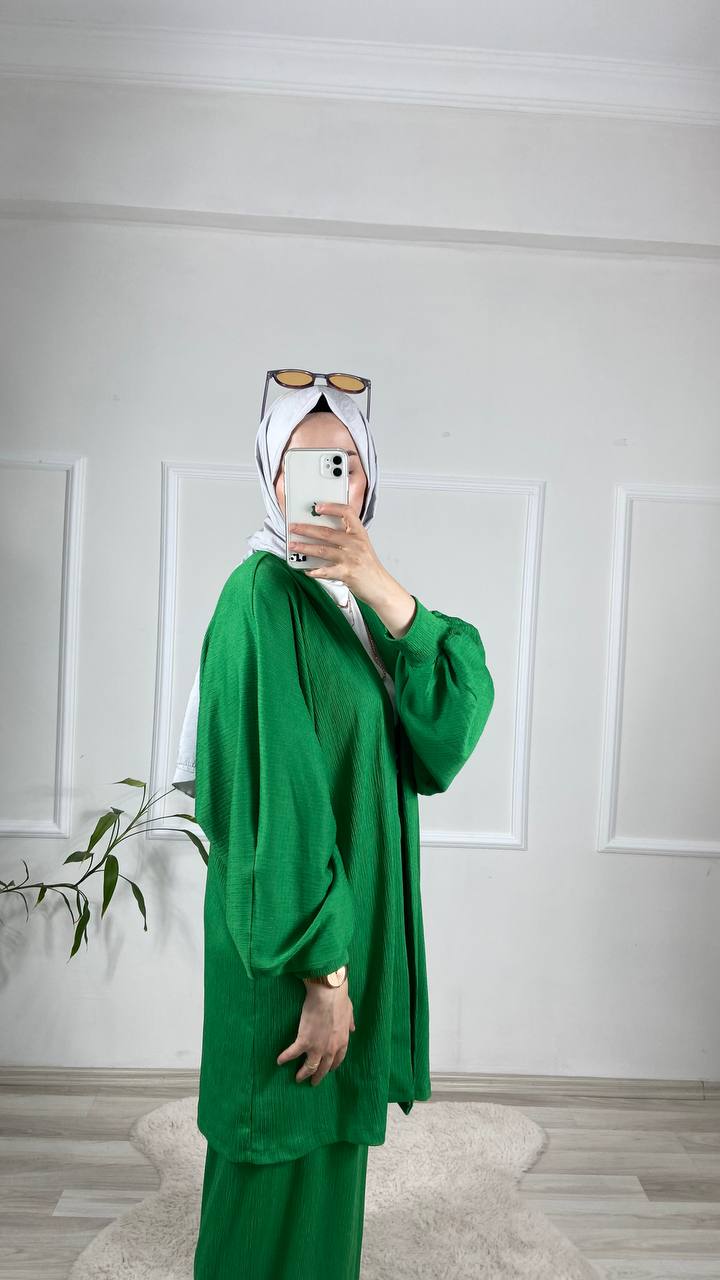 Gofre Kimono Takım-Benetton Yeşili - Görsel 3