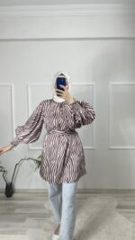 ipek saten tunik gül kurusu