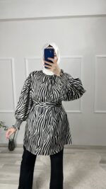 İpek saten zebra tunik
