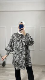 İpek saten zebra tunik