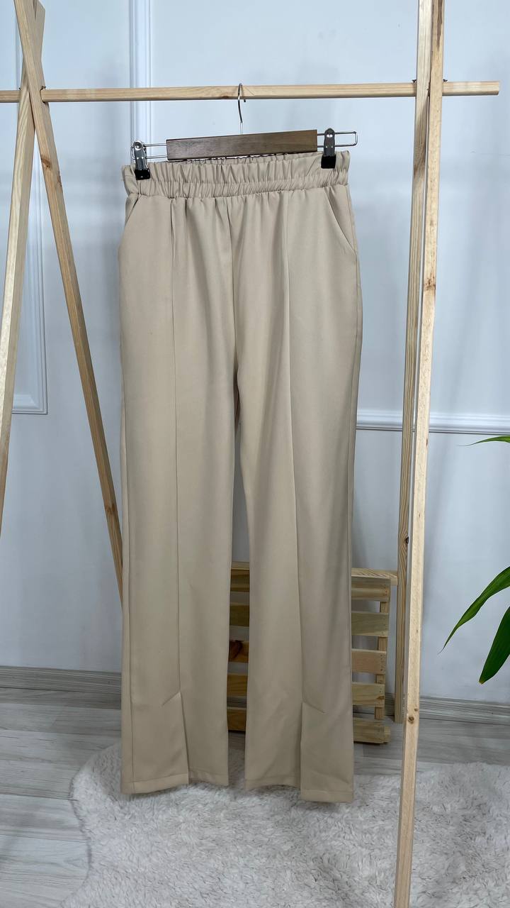 Yırtmaç Detaylı Pantolon-Bej