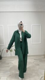 berry keten takım zümrüt yeşili