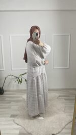Gofre Çizgili Elbise