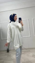 triko tunik beyaz