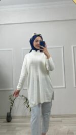 triko tunik beyaz