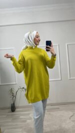triko tunik yağ yeşili