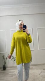 triko tunik yağ yeşili