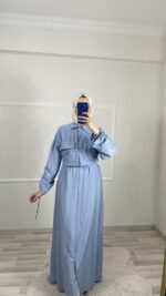 Kolları Büzgülü Elbise - Görsel 2