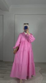 Gofre Elbise - Pembe Şeker - Görsel 6