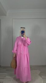 Gofre Elbise - Pembe Şeker - Görsel 2