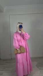 gofre elbise pembe şeker