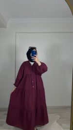 gofre elbise bordo