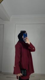 Missy Gold Düğmeli Gömlek - Bordo - Görsel 4