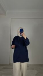 Oysho Kapüşonlu Sweat - Lacivert - Görsel 4