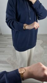 Oysho Kapüşonlu Sweat - Lacivert - Görsel 3