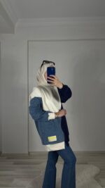 Kot Detaylı Sweat - Lacivert - Görsel 2
