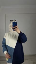 Kot Detaylı Sweat - Lacivert - Görsel 4